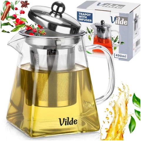 DZBANEK SZKLANY 490ml Z ZAPARZACZEM DO HERBATY ZIÓŁ 259411