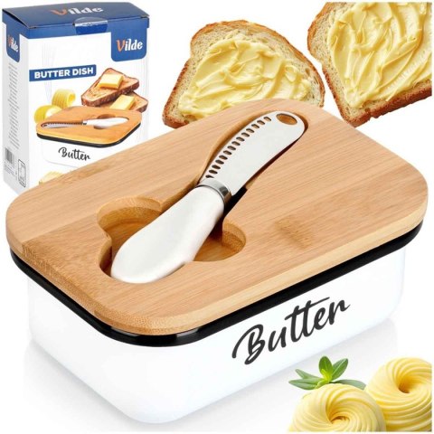 MASELNICZKA MASELNICA METALOWA Z NOŻYKIEM BIAŁA 139515