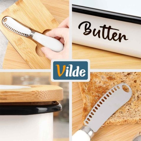 MASELNICZKA MASELNICA METALOWA Z NOŻYKIEM BIAŁA 139515