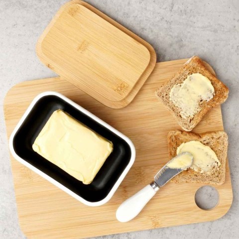 MASELNICZKA MASELNICA METALOWA Z NOŻYKIEM BIAŁA 139516