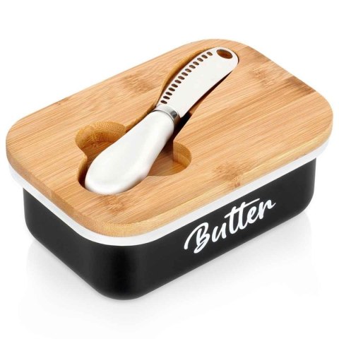 MASELNICZKA MASELNICA METALOWA Z NOŻYKIEM BIAŁA 139516