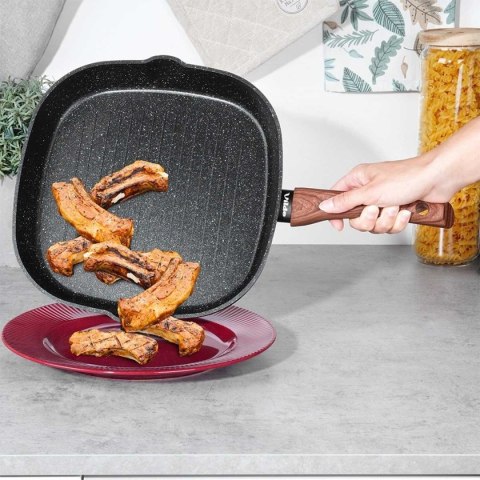 PATELNIA GRANITOWA GRILLOWA 28x28cm BLACK&WOOD 199056