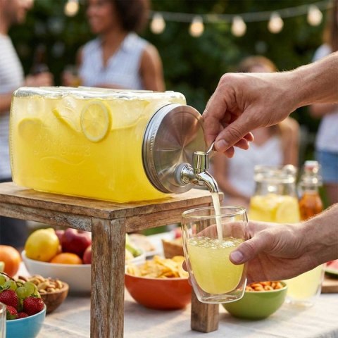 SŁÓJ SZKLANY 3,3l DO NAPOJÓW Z KRANIKIEM PŁASKI DO LODÓWKI 139837