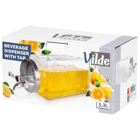 SŁÓJ SZKLANY 3,3l DO NAPOJÓW Z KRANIKIEM PŁASKI DO LODÓWKI 139837