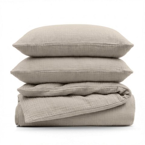 KOMPLET POŚCIELI MUSLIN 140 X 200 CM CIEMNOBEŻOWY