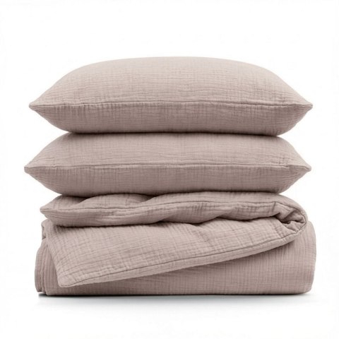 KOMPLET POŚCIELI MUSLIN 140 X 200 CM PUDROWY