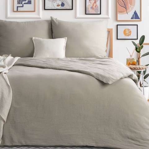 KOMPLET POŚCIELI MUSLIN 220 X 200 CM CIEMNOBEŻOWY