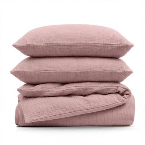 KOMPLET POŚCIELI MUSLIN 220 X 200 CM JASNORÓŻOWY
