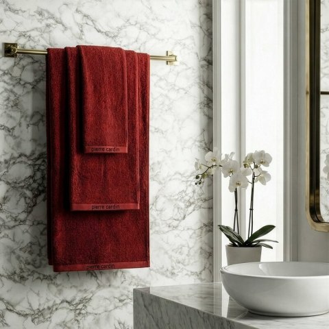 KOMPLET RĘCZNIKÓW 3 SZT EVI 40 X 34 X 9 CM CEGLASTY