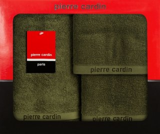 KOMPLET RĘCZNIKÓW 3 SZT EVI 40 X 34 X 9 CM CIEMNOOLIWKOWY