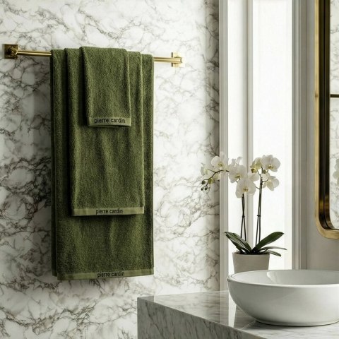 KOMPLET RĘCZNIKÓW 3 SZT EVI 40 X 34 X 9 CM CIEMNOOLIWKOWY