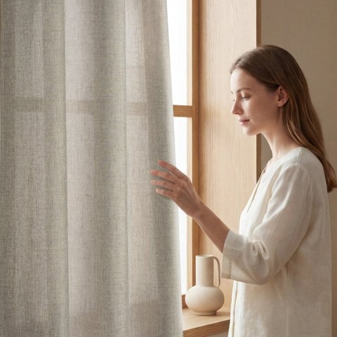 ZASŁONA GOTOWA LINDA 140 X 250 CM CIEMNOBEŻOWY