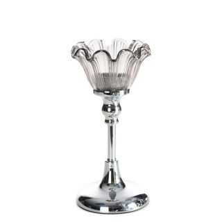 ŚWIECZNIK DEKORACYJNY ADENA (02) O 11 X 22 CM SREBRNY