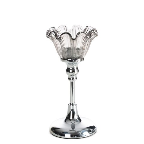 ŚWIECZNIK DEKORACYJNY ADENA (02) O 11 X 22 CM SREBRNY