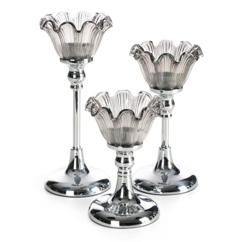 ŚWIECZNIK DEKORACYJNY ADENA (02) O 11 X 22 CM SREBRNY