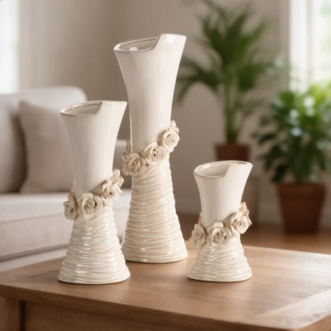 WAZON DEKORACYJNY ELIANA (03) 14 X 10 X 38 CM KREMOWY