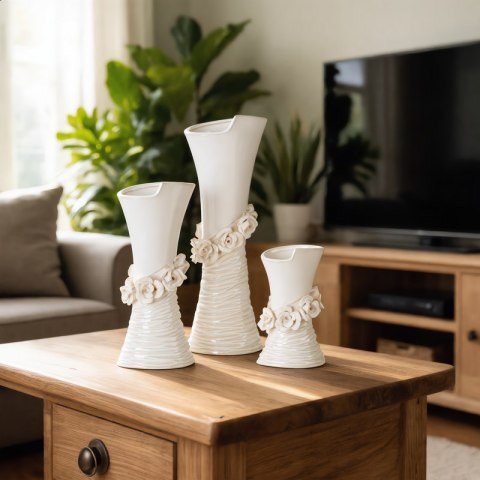 WAZON DEKORACYJNY ELIANA (03) 14 X 10 X 38 CM KREMOWY