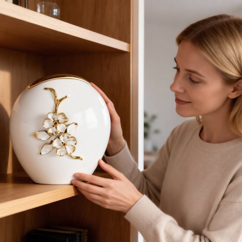 WAZON DEKORACYJNY SARA (03) 20 X 7 X 21 CM BIAŁY