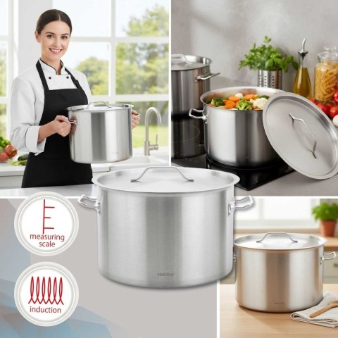 GARNEK GASTRONOMICZNY Z POKRYWĄ STALOWĄ Ø38cm 27L KINGHOFF KH-2025
