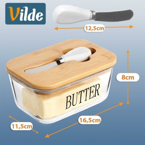 MASELNICZKA SZKLANA Z NOŻYKIEM I BAMBUSOWĄ POKRYWĄ 139475