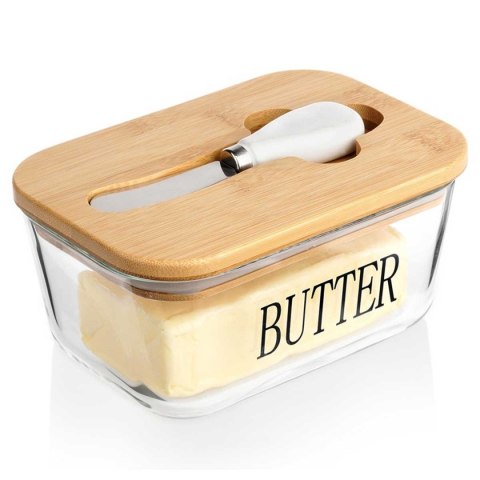 MASELNICZKA SZKLANA Z NOŻYKIEM I BAMBUSOWĄ POKRYWĄ 139475