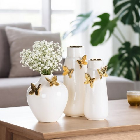 WAZON DEKORACYJNY ASTRID (02) 14 X 12 X 31 CM KREMOWY