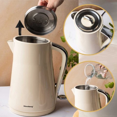 CZAJNIK ELEKTRYCZNY 1,7L KLAUSBERG KB-9016 KREMOWY