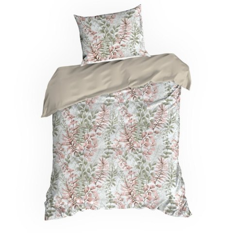 KOMPLET POŚCIELI BAWEŁNIANEJ FREESIA 140 X 200 CM PUDROWY RÓŻ