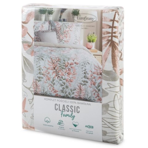 KOMPLET POŚCIELI BAWEŁNIANEJ FREESIA 160 X 200 CM PUDROWY RÓŻ
