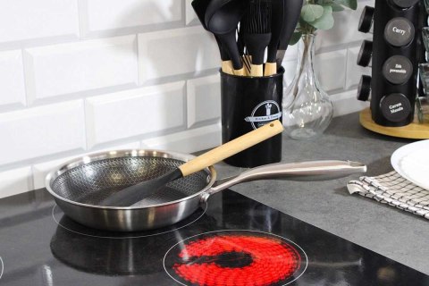 PATELNIA STALOWA 20cm Z POWŁOKĄ PLASTER MIODU 5548