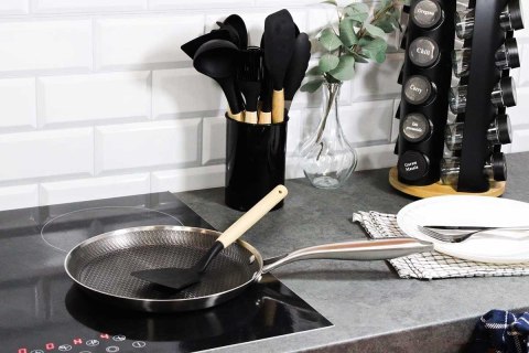 PATELNIA STALOWA DO NALEŚNIKÓW 28cm Z POWŁOKĄ PLASTER MIODU 5547