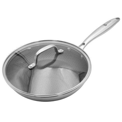 PATELNIA STALOWA Z POKRYWKĄ 24cm POWŁOKA PLASTER MIODU 5554