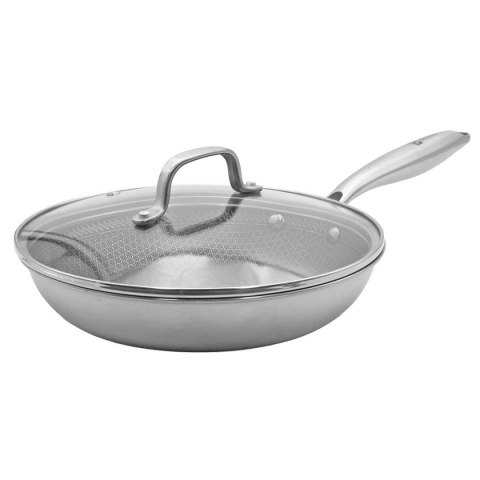 PATELNIA STALOWA Z POKRYWKĄ 26cm POWŁOKA PLASTER MIODU 5555