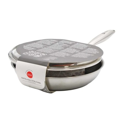 PATELNIA STALOWA Z POKRYWKĄ 26cm POWŁOKA PLASTER MIODU 5555