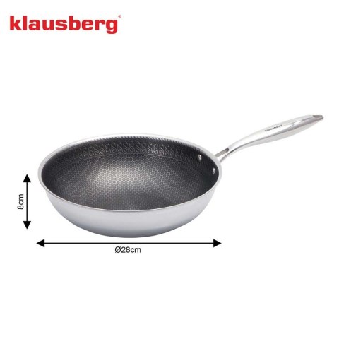 PATELNIA STALOWA WOK 28cm Z POWŁOKĄ PLASTER MIODU KLAUSEBRG KB-9024