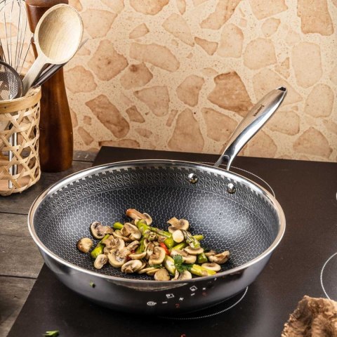 PATELNIA STALOWA WOK 28cm Z POWŁOKĄ PLASTER MIODU KLAUSEBRG KB-9024