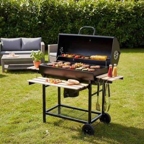 DUŻY GRILL WĘGLOWY NA KÓŁKACH Z PÓŁKAMI KLAUSBERG KB-9033