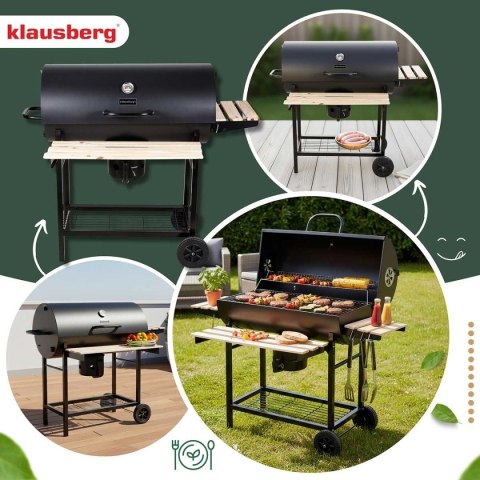 DUŻY GRILL WĘGLOWY NA KÓŁKACH Z PÓŁKAMI KLAUSBERG KB-9033