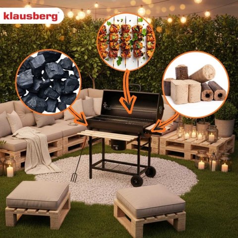 DUŻY GRILL WĘGLOWY NA KÓŁKACH Z PÓŁKAMI KLAUSBERG KB-9033