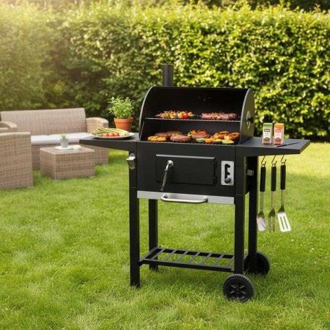 DUŻY GRILL WĘGLOWY NA KÓŁKACH Z PÓŁKAMI KLAUSBERG KB-9034