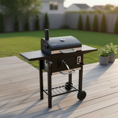 DUŻY GRILL WĘGLOWY NA KÓŁKACH Z PÓŁKAMI KLAUSBERG KB-9034