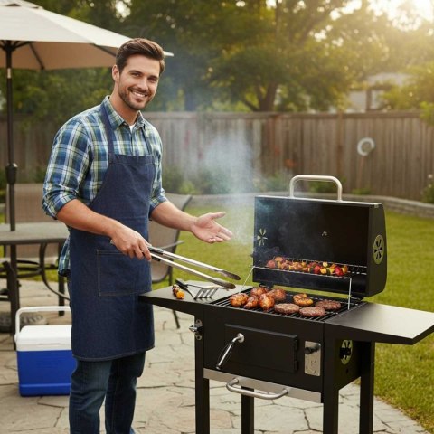 DUŻY GRILL WĘGLOWY NA KÓŁKACH Z PÓŁKAMI KLAUSBERG KB-9034