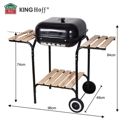 GRILL WĘGLOWY NA KÓŁKACH Z PÓŁKAMI KINGHOFF KH-2034