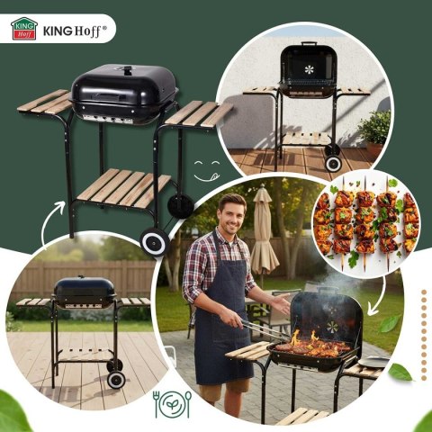 GRILL WĘGLOWY NA KÓŁKACH Z PÓŁKAMI KINGHOFF KH-2034