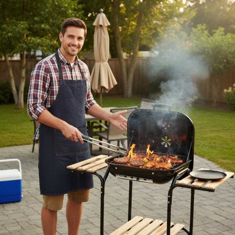 GRILL WĘGLOWY NA KÓŁKACH Z PÓŁKAMI KINGHOFF KH-2034