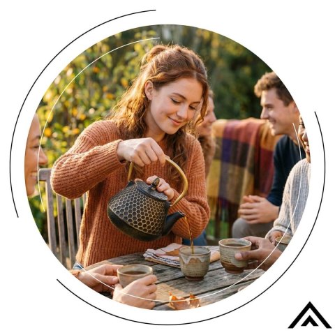 ZAPARZACZ ŻELIWNY DZBANEK ZŁOTY 900ml Z FILTREM i FILIŻANKAMI HAGE