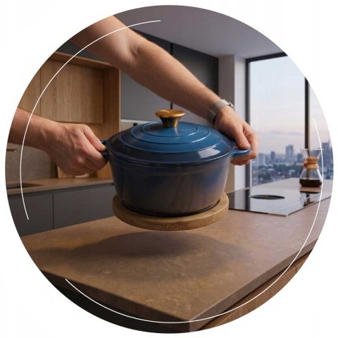 DREWNIANA PODKŁADKA PODSTAWKA MAGNETYCZNA POD GARNKI 20cm HAGE