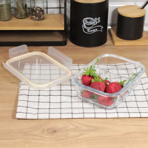 SZKLANY POJEMNIK 600ml LUNCH BOX Z PRZEGRODĄ SZCZELNY 5622