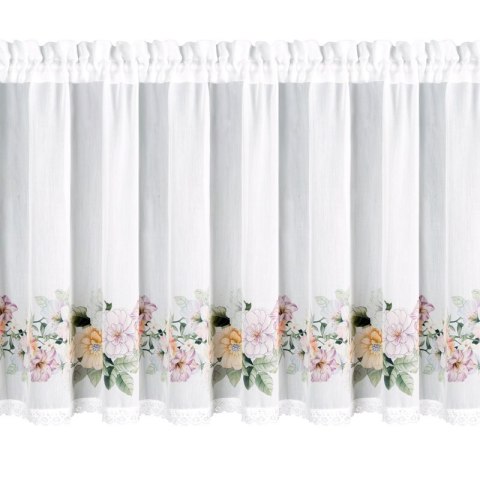 FIRANA GOTOWA FLOWERY NA TAŚMIE 150 X 60 CM BIAŁY