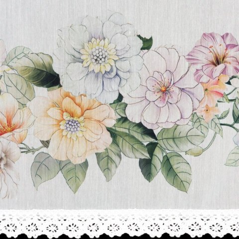 FIRANA GOTOWA FLOWERY NA TAŚMIE 150 X 60 CM BIAŁY